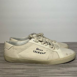 COPY - Saint Laurent Court Classic SL/06 Cream Low Top Distressed Sneaker Mens …